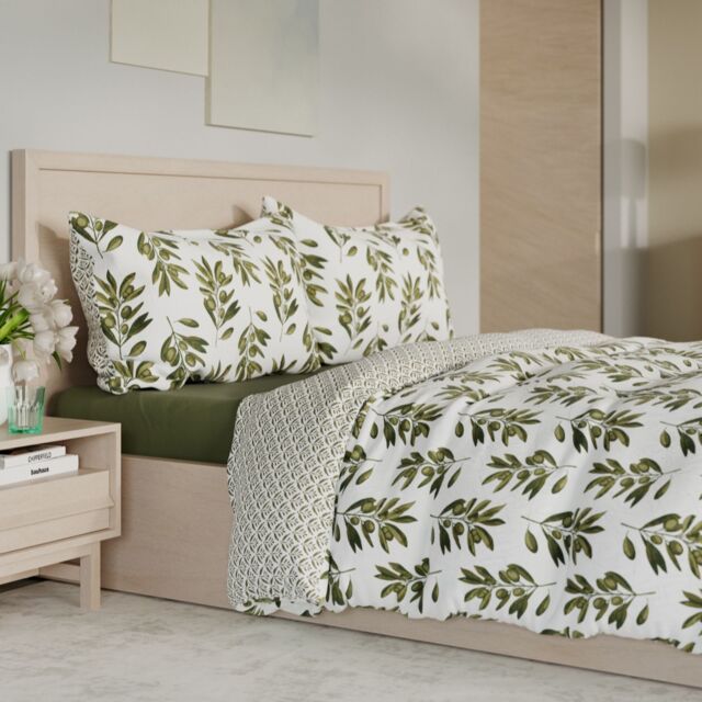 Supersoft by Cozee Home Tuscany Olive Branch 4 Piece Duvet Set