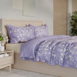 Cozee Home Velvetsoft Reversible Floral Geo 4 Piece Duvet Set