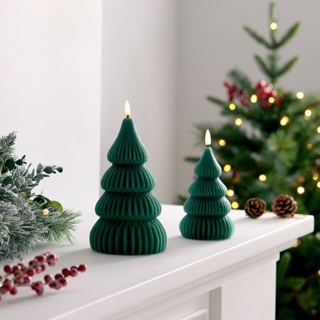 Home Stories Set Of 2 Wax Flameless Christmas Tree Candles