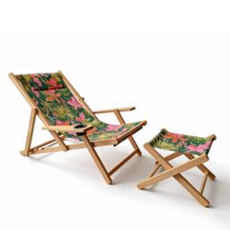 Garden Stories Folding Deck Chair with Footstool