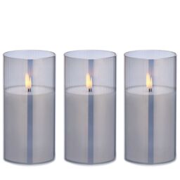 Home Stories Set of 3 15cm LED Flameless Candle in Glass Holder