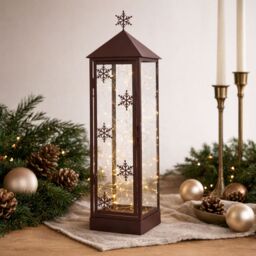 Home Stories Pre Lit Indoor/Outdoor Snowflake Lantern with Rice Lights