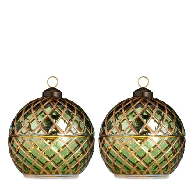 Outlet Festive 2 Wax LED Candle In Glass Decorative Ball