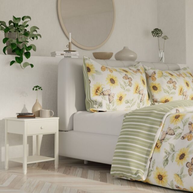 Supersoft by Cozee Home Sunflower Butterfly 3 Piece Duvet Set