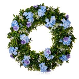 Garden Stories In Bloom Pre-lit Hydrangea Wreath