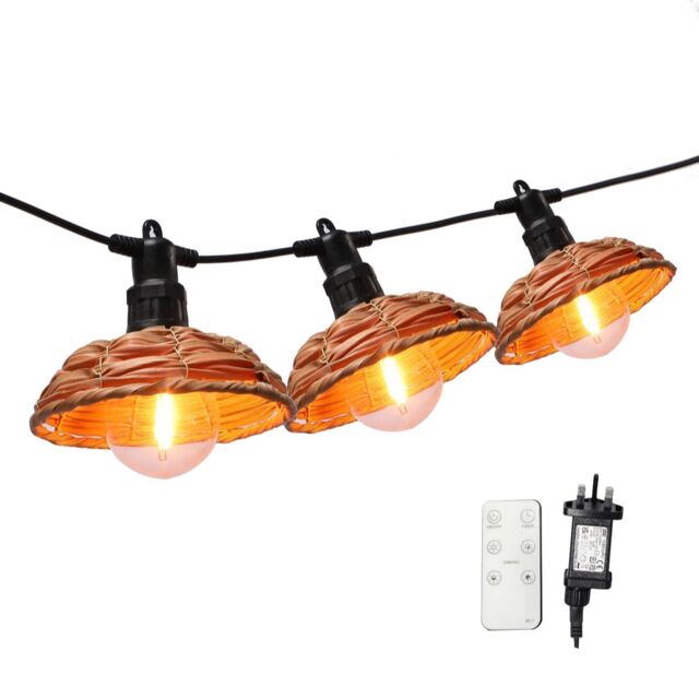 Sara by Sara Davies Garden Festoon Solar Lights with Rattan Shade