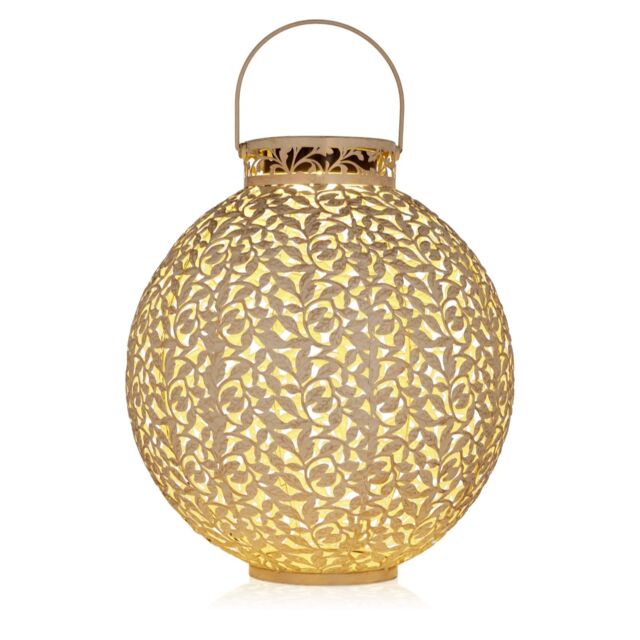 Garden Stories Outdoor Solar Leaf Pattern Round Lantern