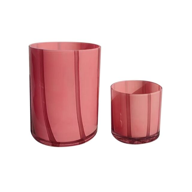 Outlet Home Stories Set of 2 Striped Glass Candle Holders