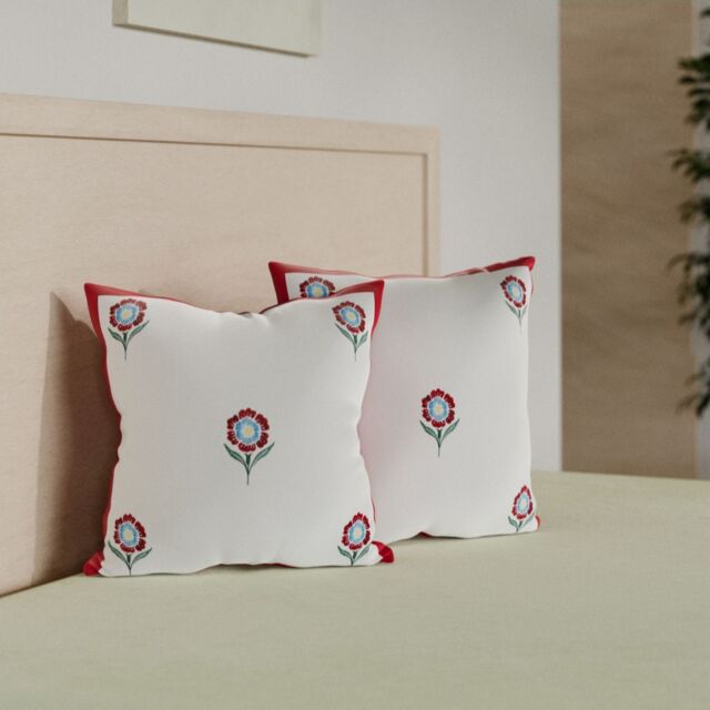 Cozee Home Floral Embroidered Cushion with Border Detail