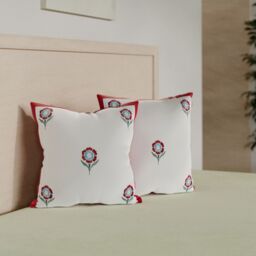 Cozee Home Floral Embroidered Cushion with Border Detail