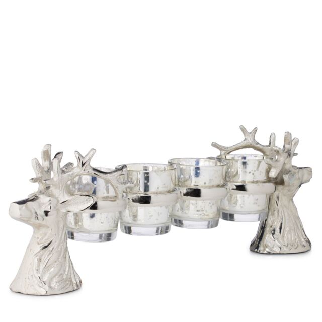 Home Stories 35cm 4 Glass Stag Candle Holder Display