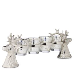 Home Stories 35cm 4 Glass Stag Candle Holder Display