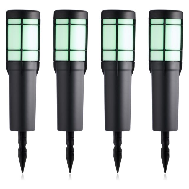Garden Stories Set of 4 Dual Function Flame Effect Solar Lights