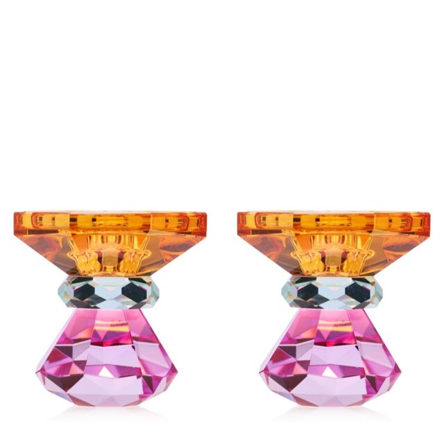 Home Stories Set of 2 Deluxe Crystal Candle Holders
