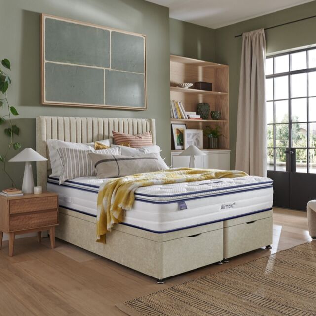 Silentnight Airmax 1800 Geltex Pillowtop Mattress, Ottoman & Headboard