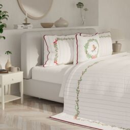Home Stories Christmas Icons Embroidery Cushion with Velvet Border
