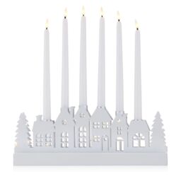 Home Stories Metal Village Taper Candle Display Holder With Faux Ca...
