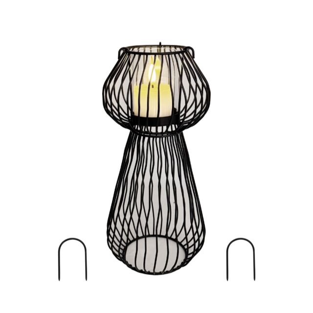 K by Kelly Hoppen Wavy Line Indoor Outdoor Candle Holder with LED C...
