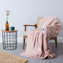 Cozee Home Family Sized Faux Fur & Velvetsoft Heated Throw w/ 9 Hea...