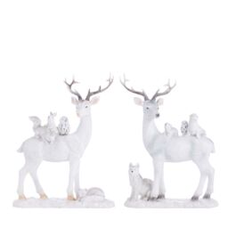 Festive Set Of 2 Enchanted Reindeer With Animals