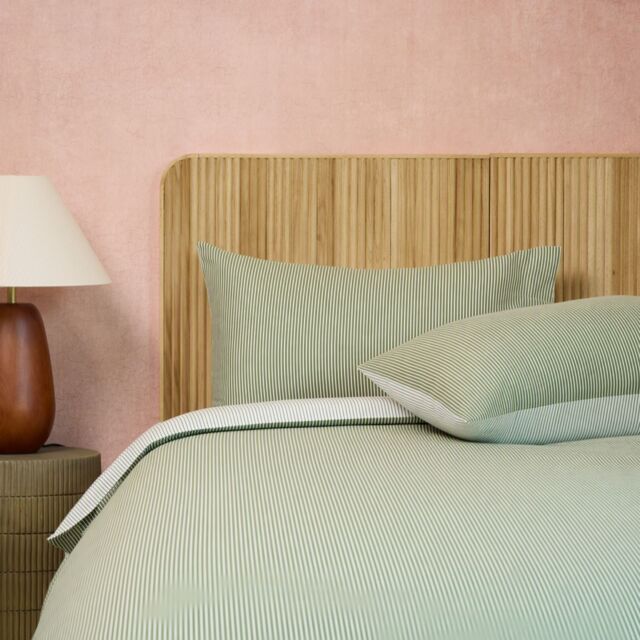 abode Brushed Cotton Reversible Stripe 3 Piece Duvet Set