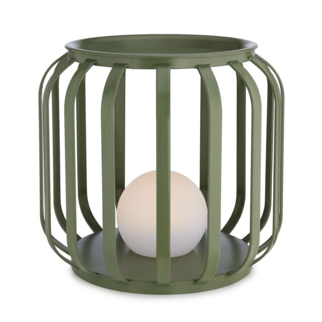 abode Outdoor Short Metal Plant Stand Table with Orb Light