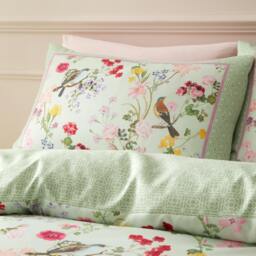 Rackhams RHS x Catherine Lansfield Birds In Bloom So Soft Duvet Cover Set Green - King - Green - thumbnail 3