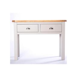 Rackhams Argenta Light Grey 2 Drawer Console Table Satin Chrome Cup - Light Grey