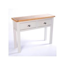 Rackhams Argenta Light Grey 2 Drawer Console Table Satin Chrome Cup - Light Grey - thumbnail 2