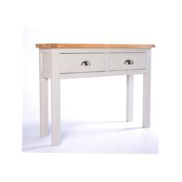 Rackhams Argenta Light Grey 2 Drawer Console Table Satin Chrome Cup - Light Grey - thumbnail 3