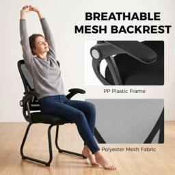 Rackhams Office Chair with Mesh Backrest and Steel Legs, Black - thumbnail 4