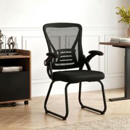 Rackhams Office Chair with Mesh Backrest and Steel Legs, Black - thumbnail 1