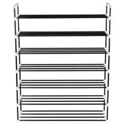Rackhams Shoe Rack with 7 Shelves Metal and Plastic Black - thumbnail 2
