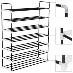 Rackhams Shoe Rack with 7 Shelves Metal and Plastic Black - thumbnail 3