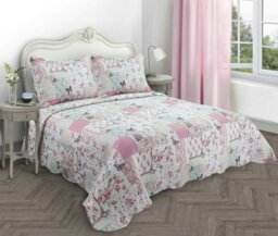 Rackhams Boutique Cotton Blend Quilted Bedspread Set - Pink - King