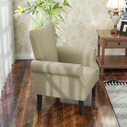 Rackhams Upholstered Accent Chair with Rolled Arms and Wood Legs, Armchair for Living Room Bedroom, Beige - thumbnail 6