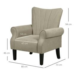 Rackhams Upholstered Accent Chair with Rolled Arms and Wood Legs, Armchair for Living Room Bedroom, Beige - thumbnail 3
