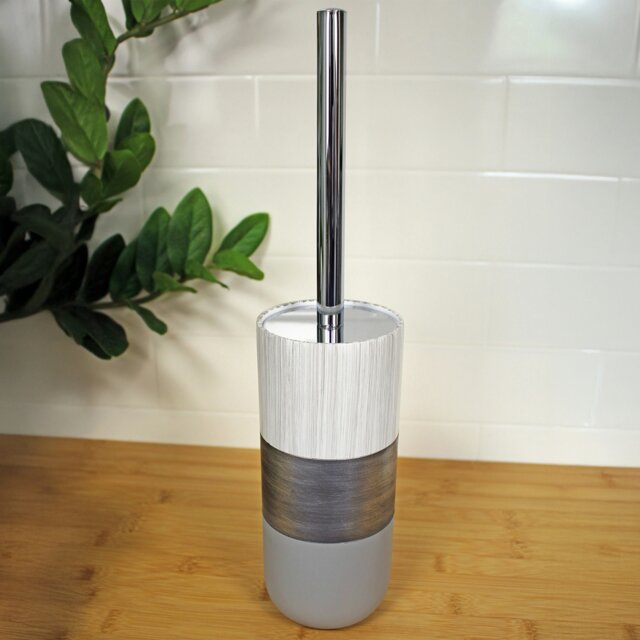 Rackhams Luxe Grey/White Toilet Brush & Holder - image 1
