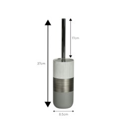 Rackhams Luxe Grey/White Toilet Brush & Holder - thumbnail 2