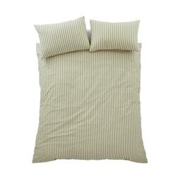 Rackhams Cotton Rich Woven Stripe Green Duvet Cover Set - Single - thumbnail 3