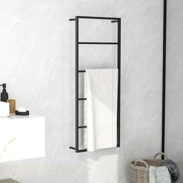 Rackhams Towel Rack Black 45x10x115 cm Steel - image 1
