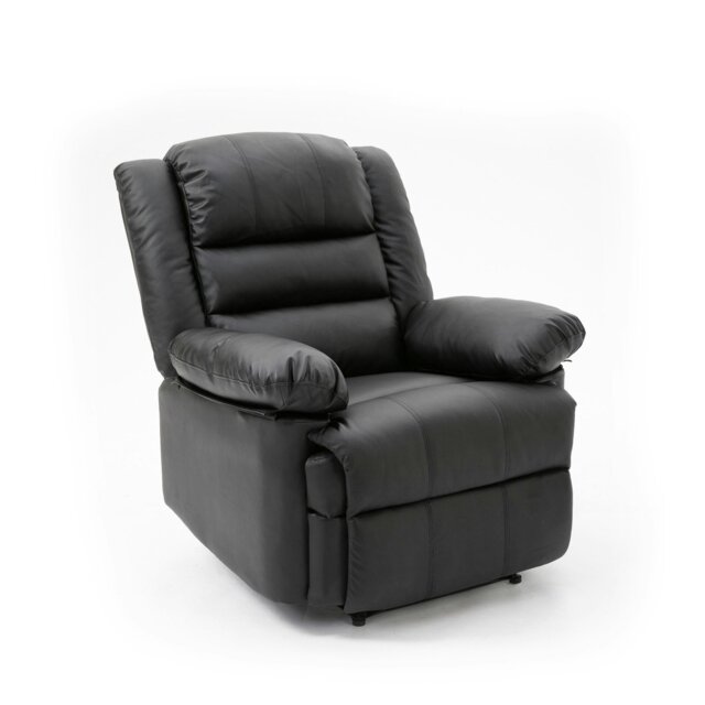 Rackhams Lisbon Home Lounge Leather Manual Recliner Armchair in Black - Black - image 1