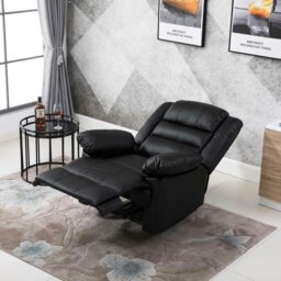Rackhams Lisbon Home Lounge Leather Manual Recliner Armchair in Black - Black - thumbnail 3