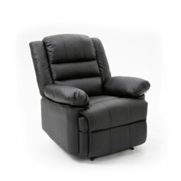 Rackhams Lisbon Home Lounge Leather Manual Recliner Armchair in Black - Black