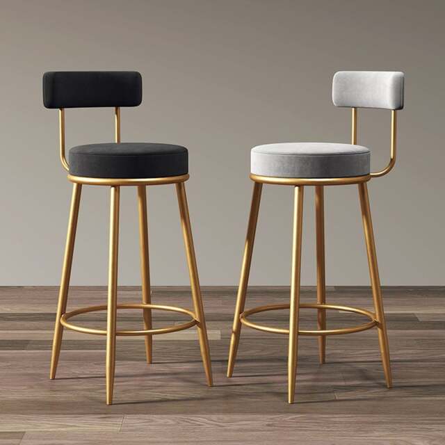 Rackhams Gregary Bar Stool, Velvet, Gold Leg - 96cm - Blue - image 1