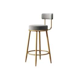 Rackhams Gregary Bar Stool, Velvet, Gold Leg - 96cm - Blue - thumbnail 6