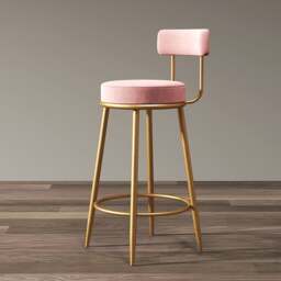 Rackhams Gregary Bar Stool, Velvet, Gold Leg - 96cm - Blue - thumbnail 3