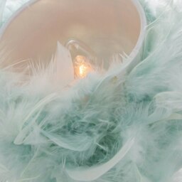 Rackhams Modern and Real Duck Egg Feather Table Lamp with Satin Nickel Base and Switch - thumbnail 3