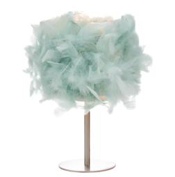 Rackhams Modern and Real Duck Egg Feather Table Lamp with Satin Nickel Base and Switch - thumbnail 2