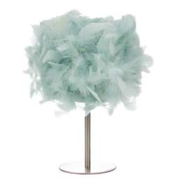 Rackhams Modern and Real Duck Egg Feather Table Lamp with Satin Nickel Base and Switch
